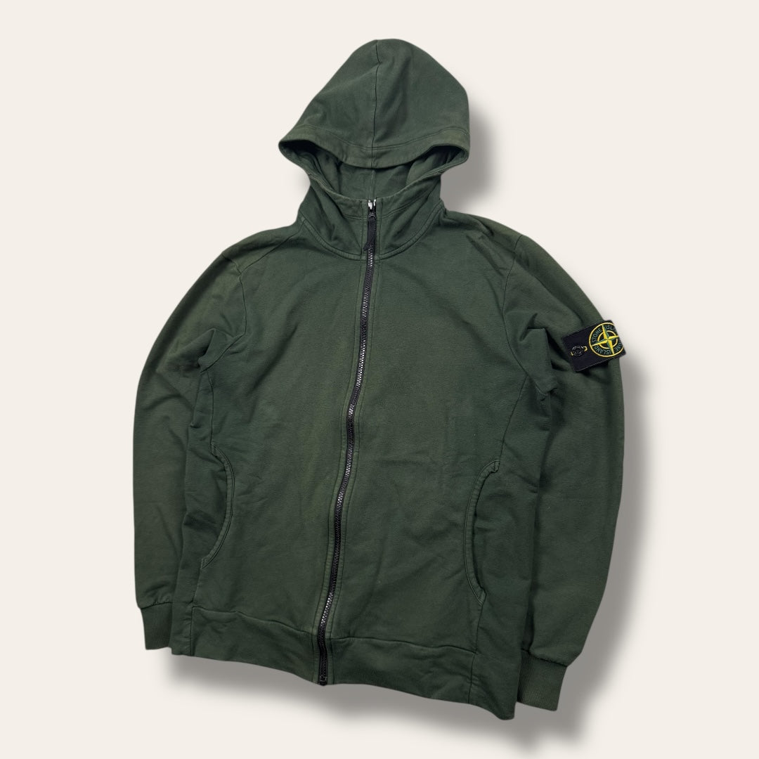 Stone Island zip-up hoodie dark green - Large