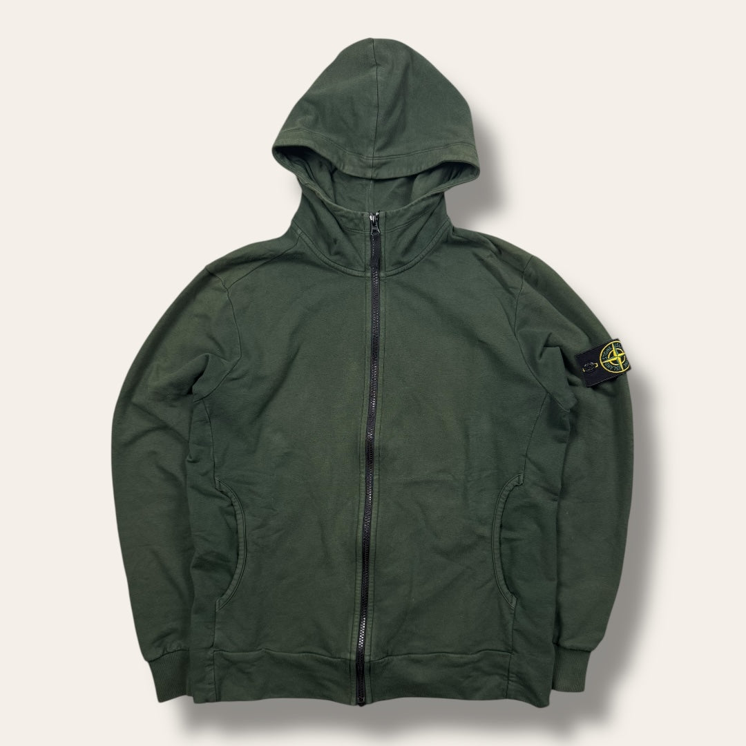 Stone Island zip-up hoodie dark green - Large