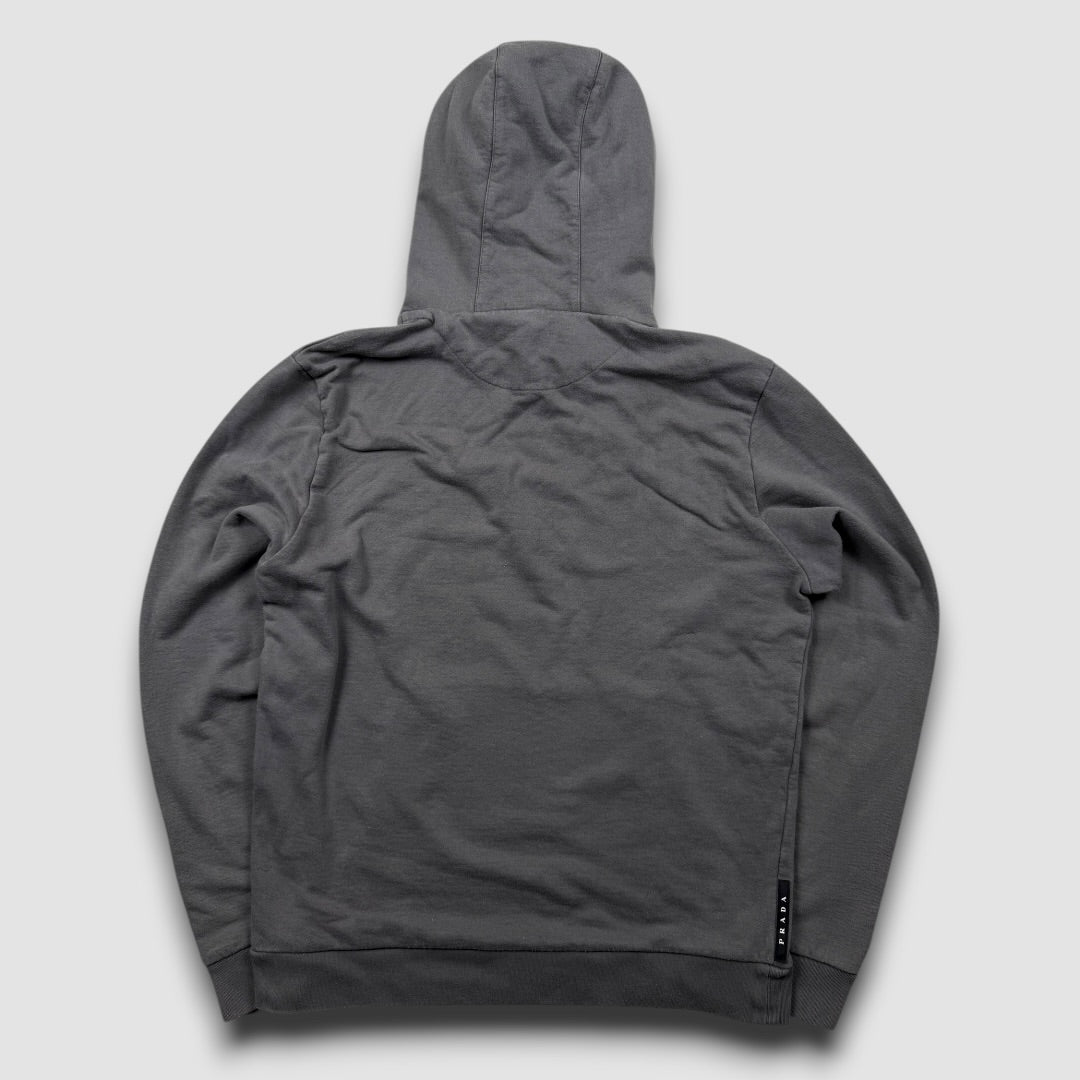 Prada black logo hoodie grey - Large