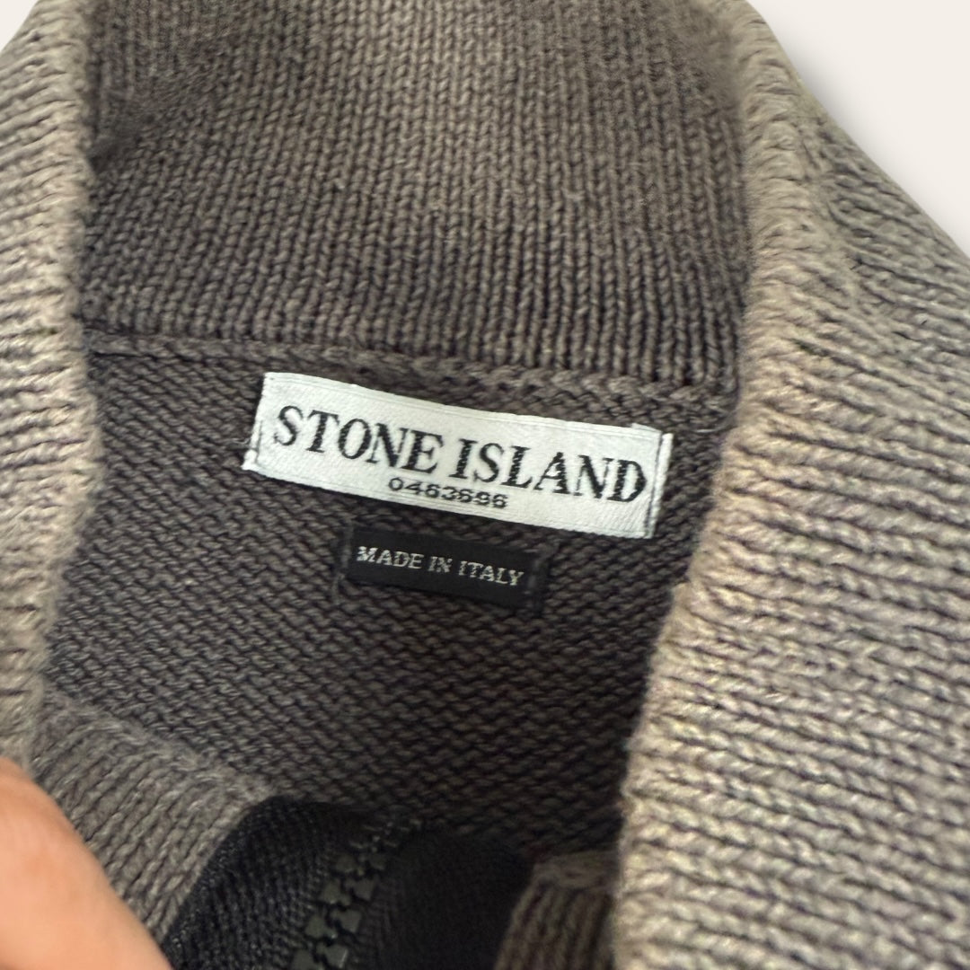 Stone Island 1/4 zip grey/black - Large
