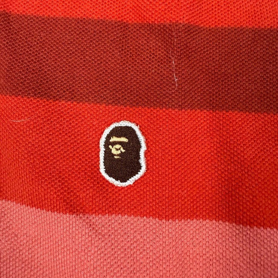 Bape polo shirt striped red - Medium