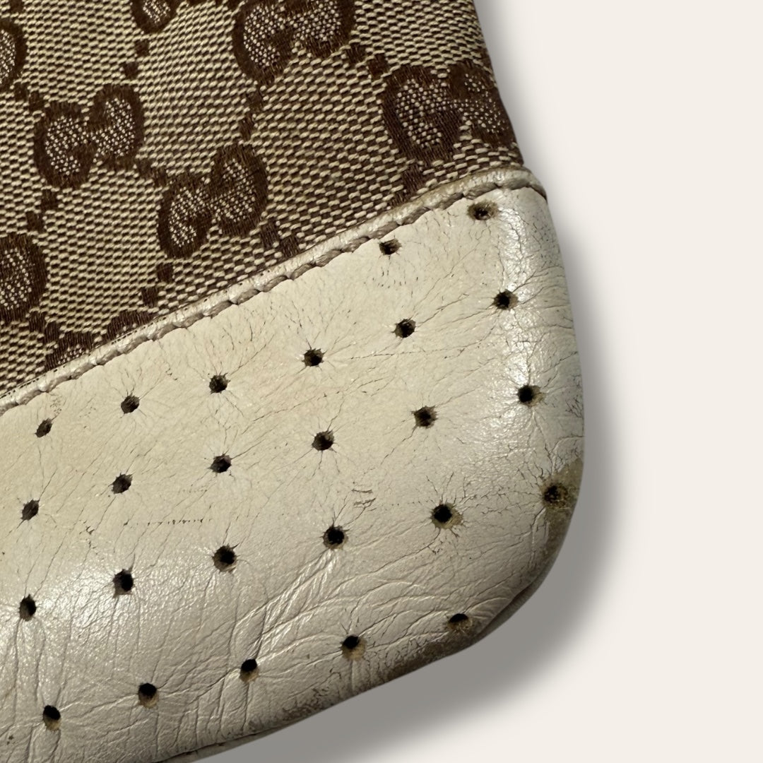 Gucci canvas shoulder bag creme