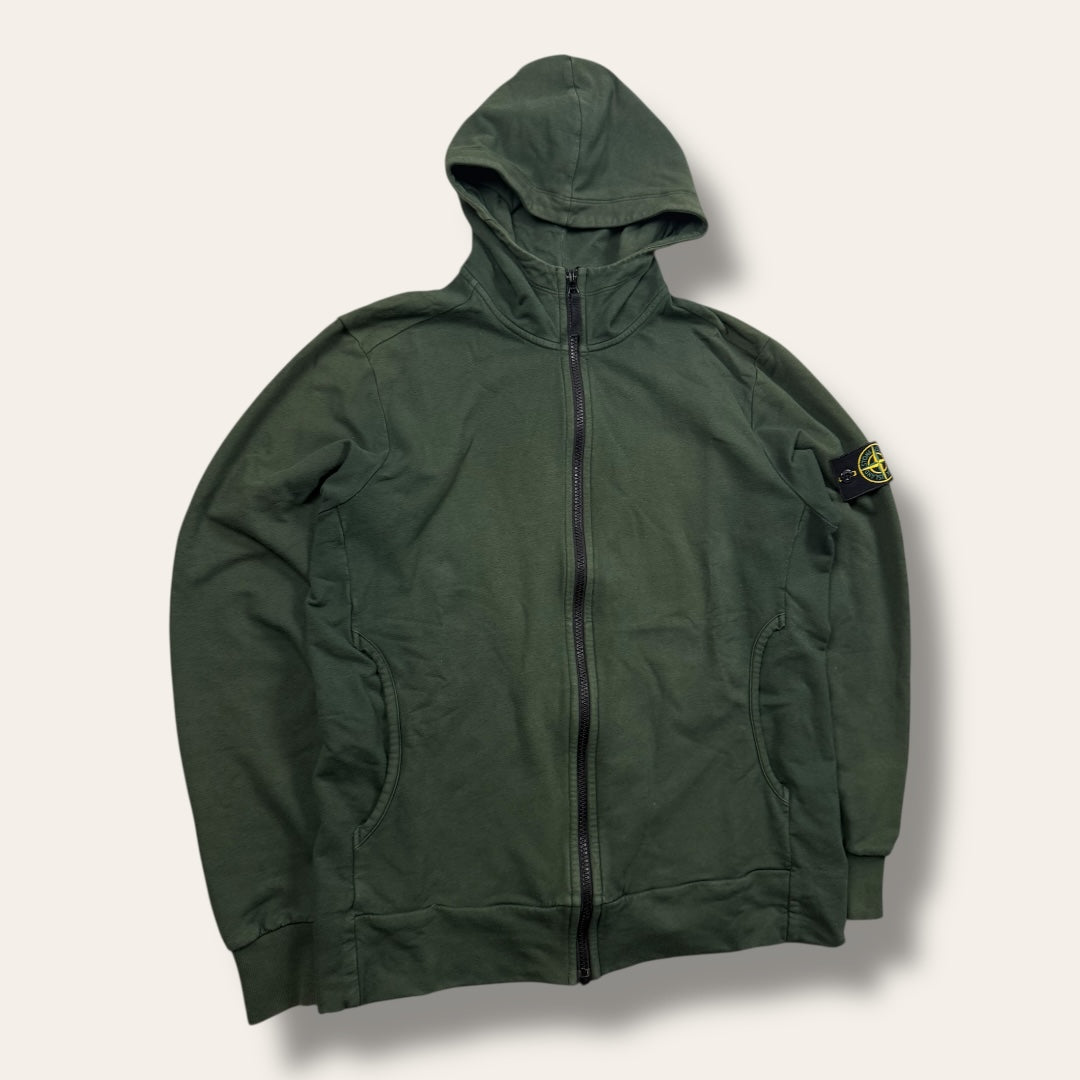 Stone Island zip-up hoodie dark green - Large