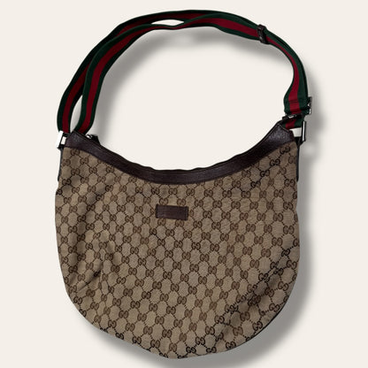 Gucci canvas hobo shoulder bag