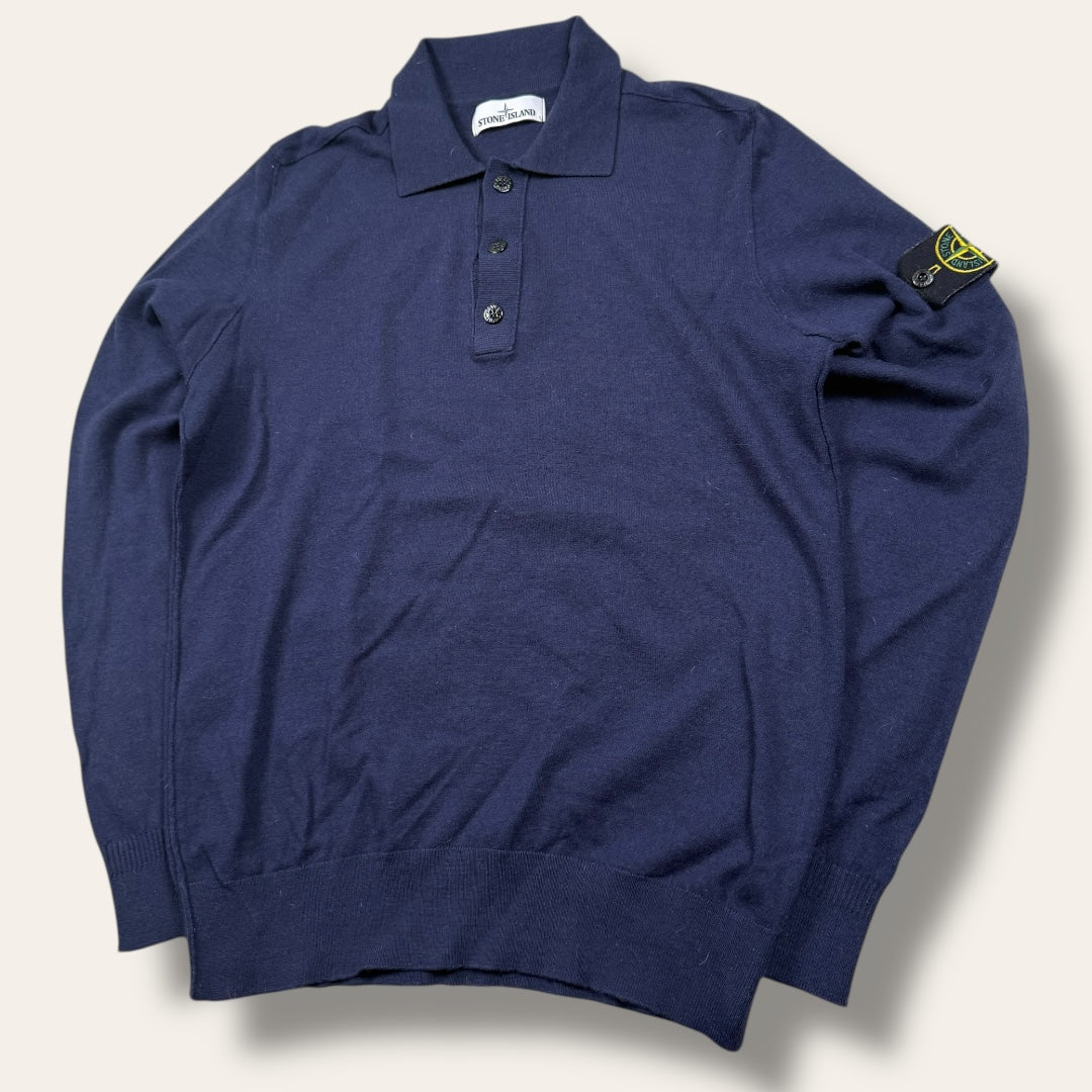 Stone island longsleeve poloshirt blue - Small