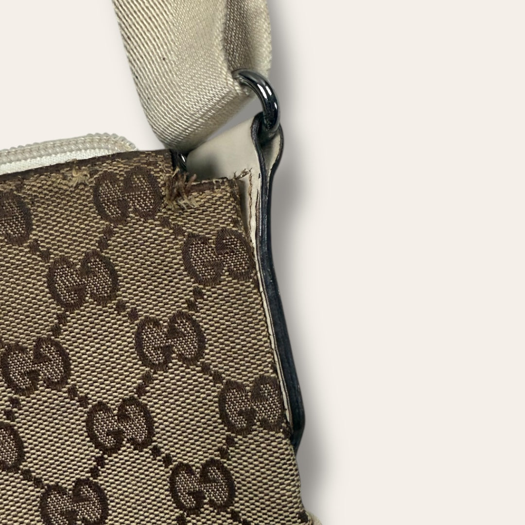 Gucci canvas shoulder bag creme