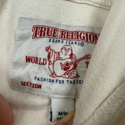 True religion rhinestone zip-up hoodie white - Small