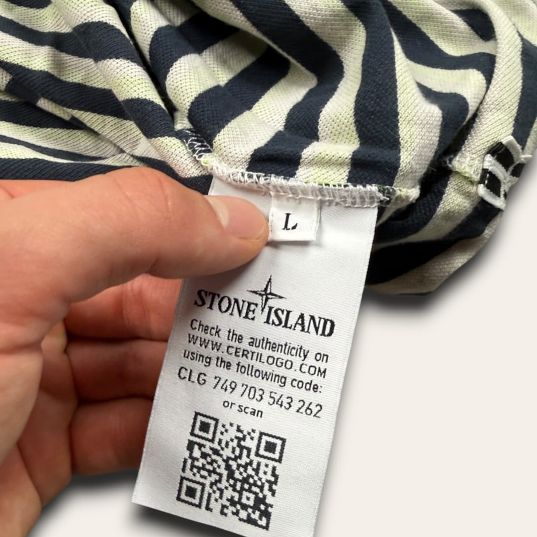 Stone island green striped polo - Large