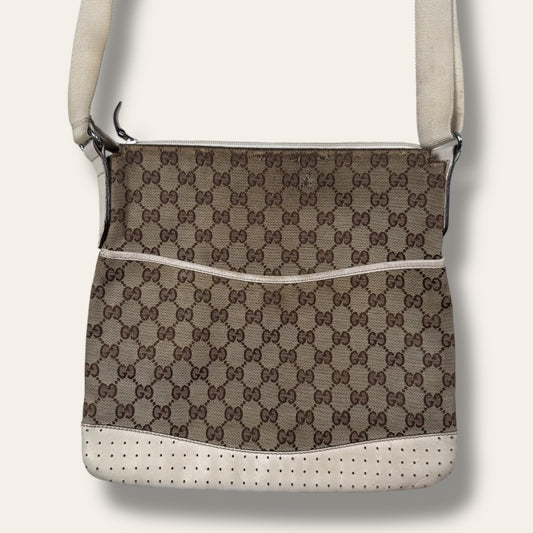 Gucci canvas shoulder bag creme
