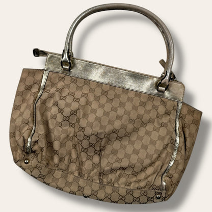 Gucci canvas handbag beige/gold