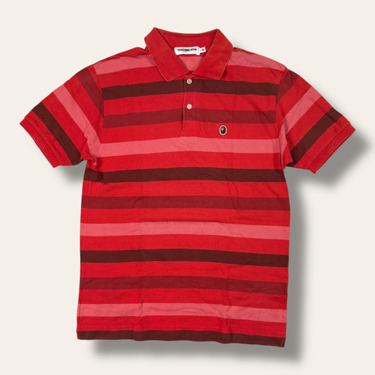 Bape polo shirt striped red - Medium