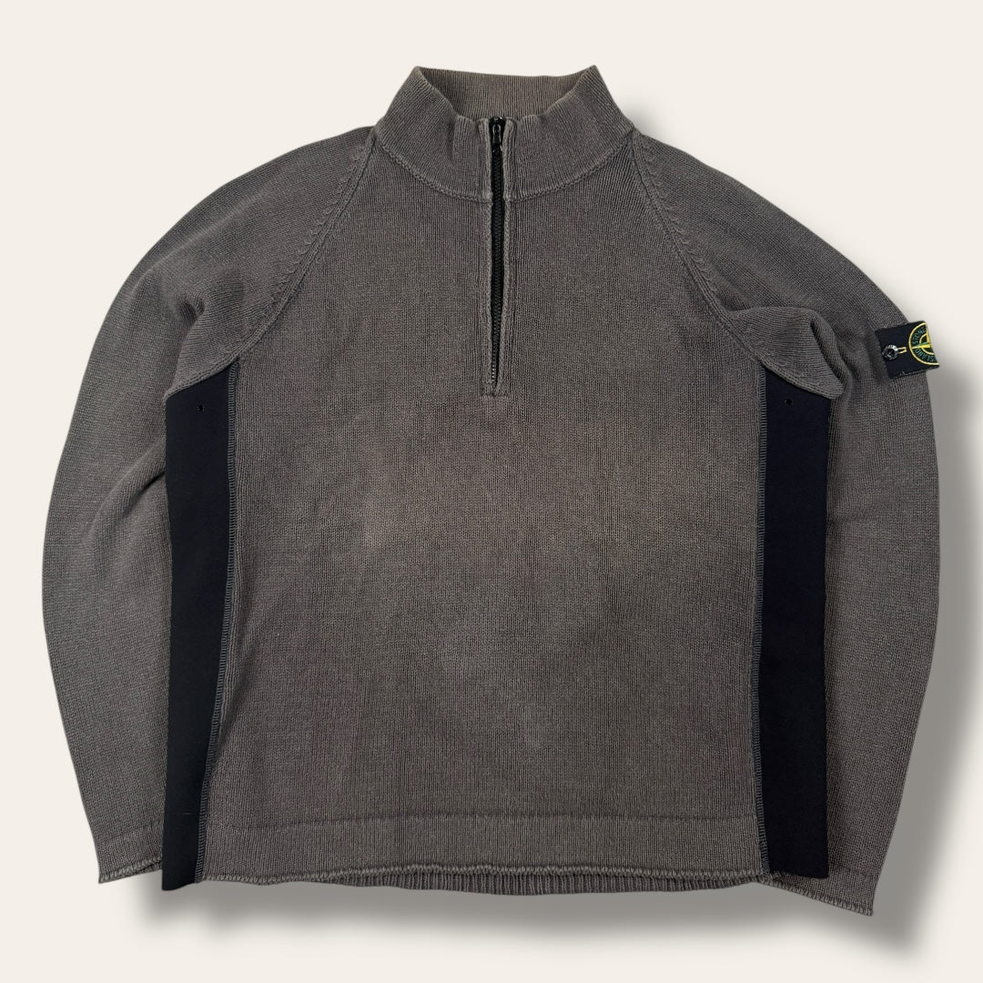 Stone Island 1/4 zip grey/black - Large