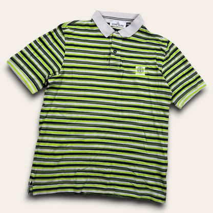 Stone island green striped polo - Large