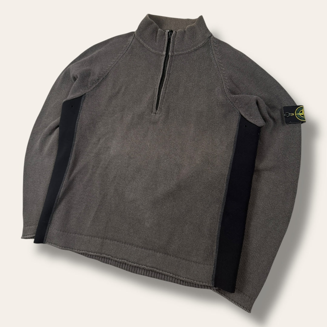 Stone Island 1/4 zip grey/black - Large