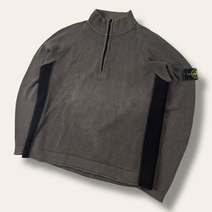 Stone Island 1/4 zip grey/black - Large