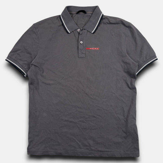 Prada red tab logo polo grey - Large