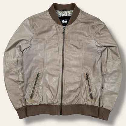 Dolce & Gabbana leather jacket beige - Medium
