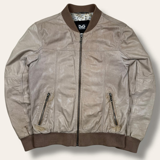 Dolce & Gabbana leather jacket beige - Medium