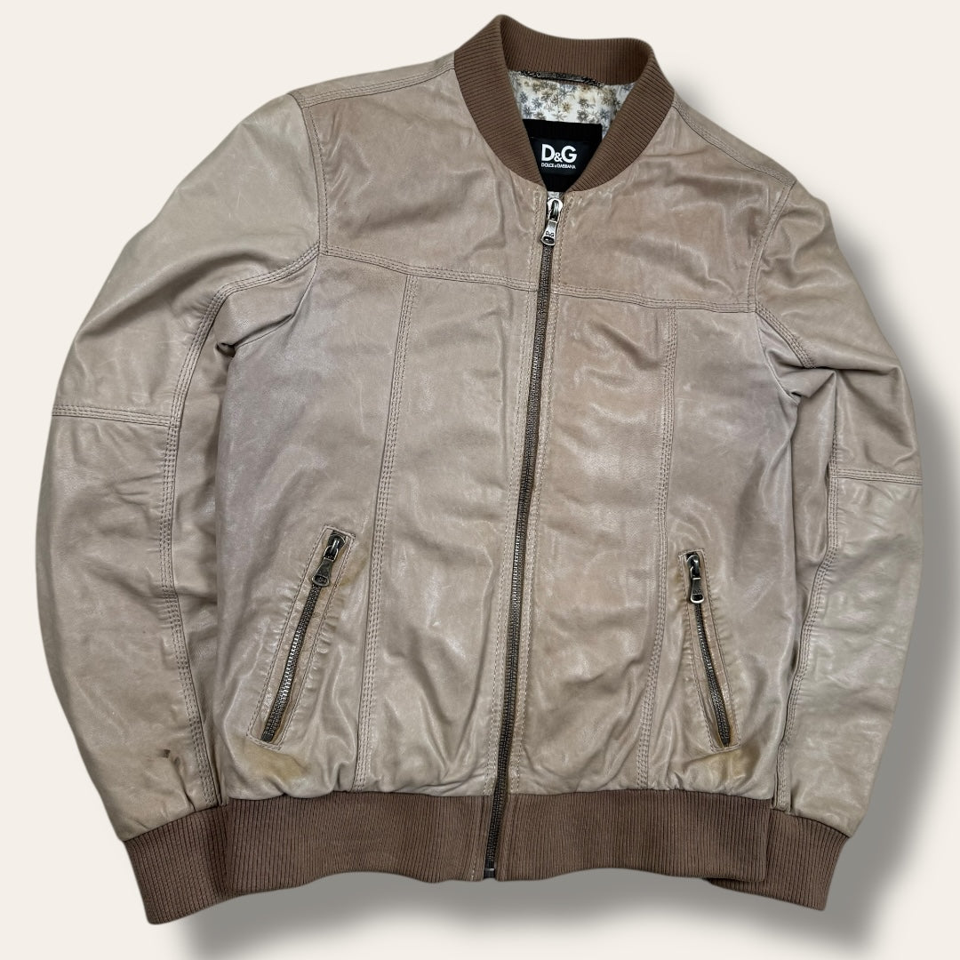 Dolce & Gabbana leather jacket beige - Medium