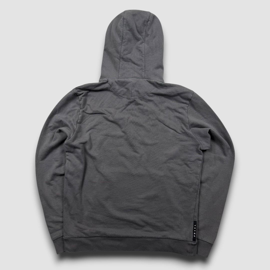 Prada black logo hoodie grey - Large