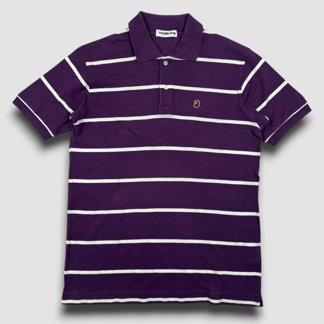 Bape striped polo purple/white - Medium