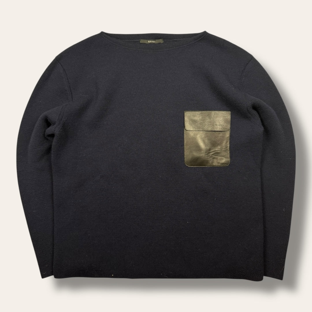 Gucci woven pocket sweater navy - Large