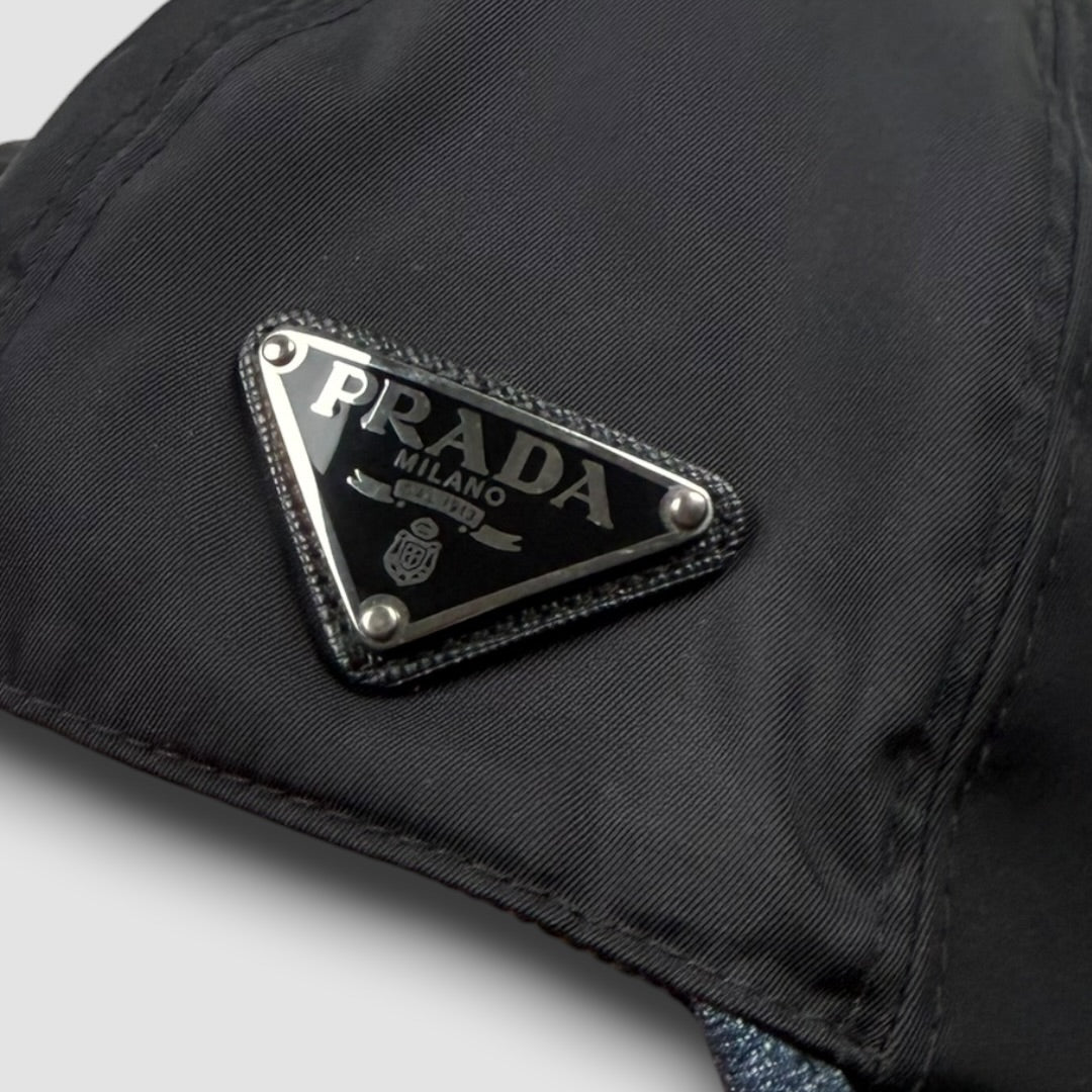 Prada nylon & denim cap black - Medium