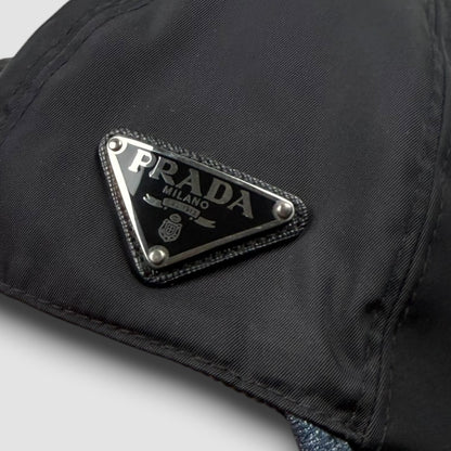 Prada nylon & denim cap black - Medium