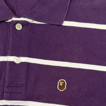 Bape striped polo purple/white - Medium
