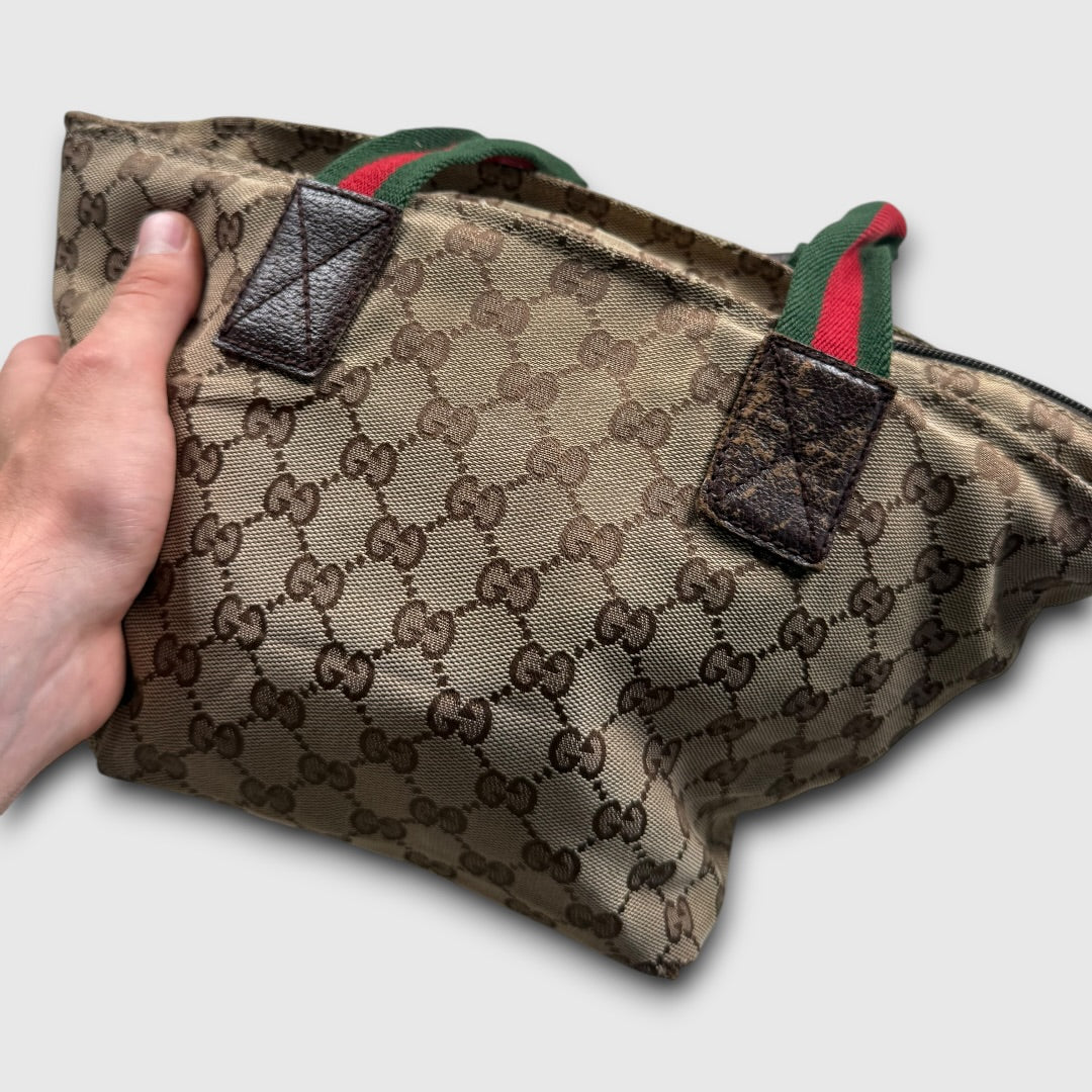 Gucci gg canvas web tote bag
