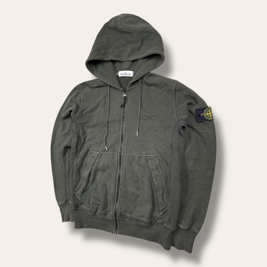 Stone Island zip-up hoodie dark green - Medium