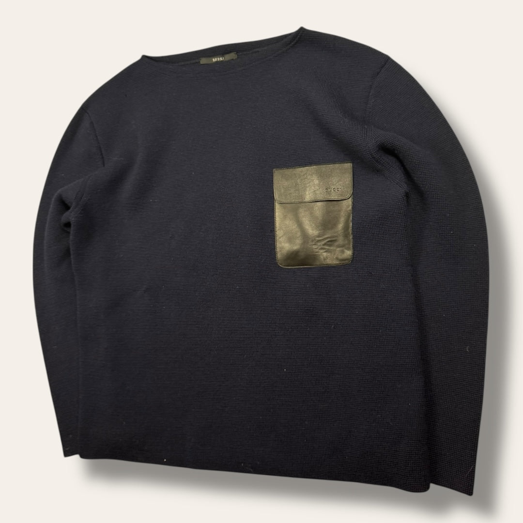 Gucci woven pocket sweater navy - Large
