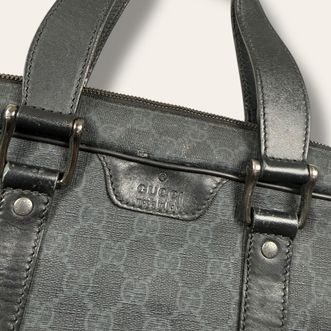 Gucci canvas black grey business bag