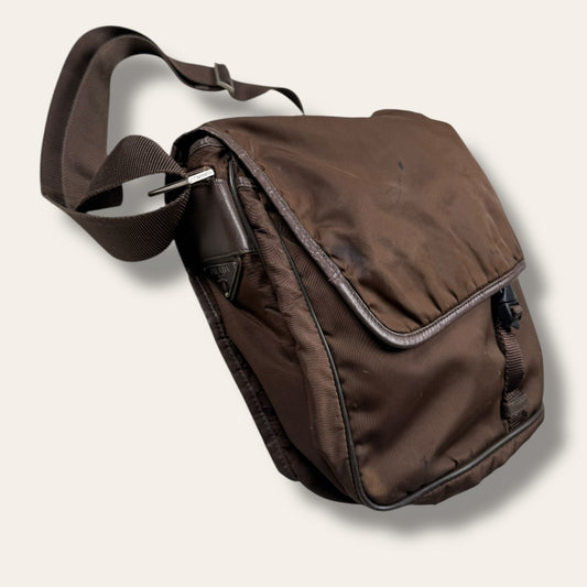Prada Tessuto Nylon Crossbody / Messenger Bag brown