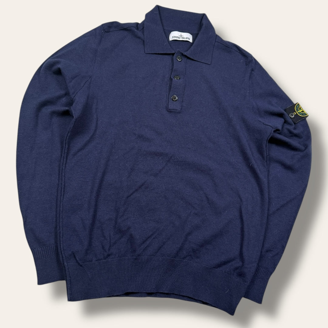 Stone island longsleeve poloshirt blue - Small