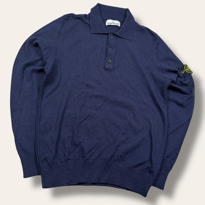 Stone island longsleeve poloshirt blue - Small