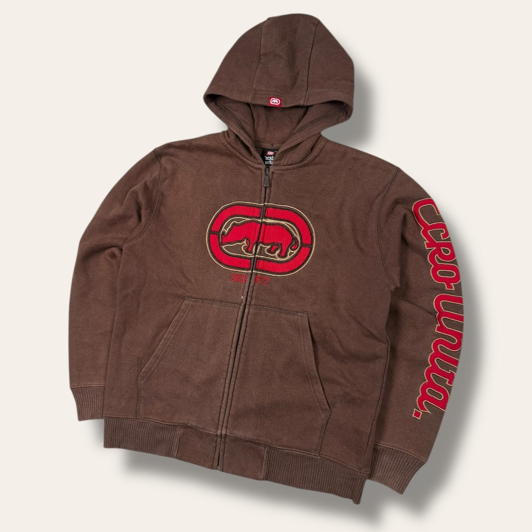 Ecko zip-up hoodie brown - Small