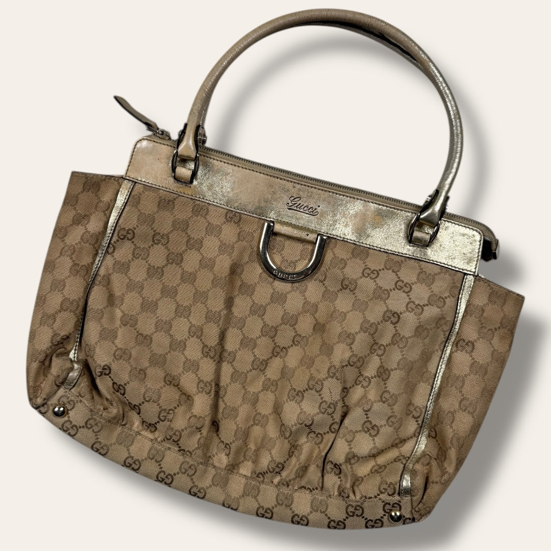 Gucci canvas handbag beige/gold