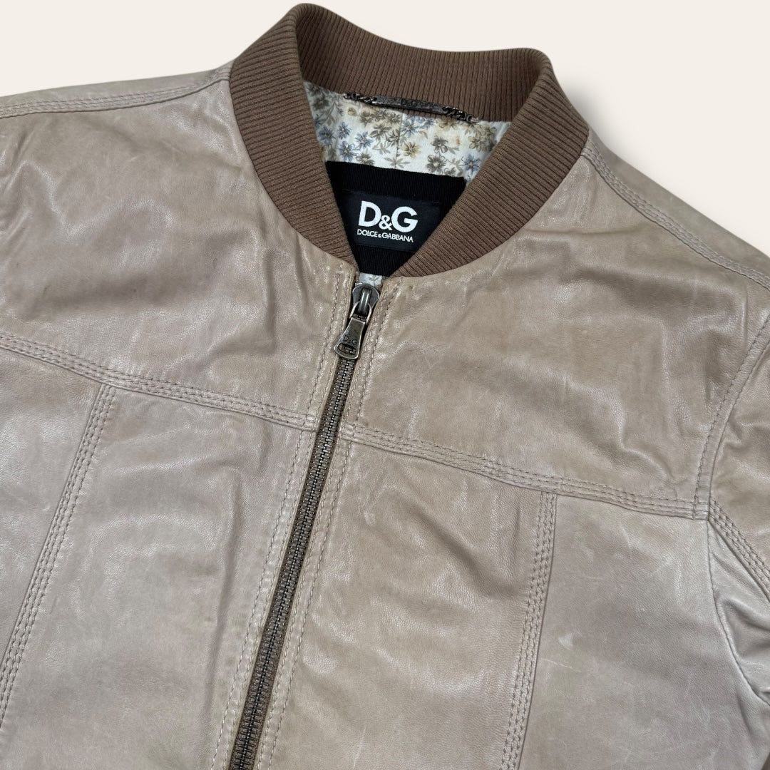 Dolce & Gabbana leather jacket beige - Medium