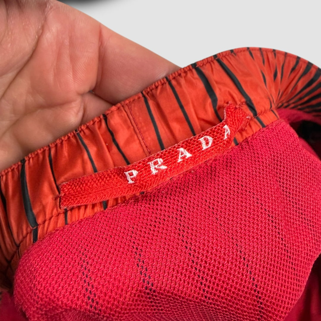Prada sports black tab swimming shorts red - Large