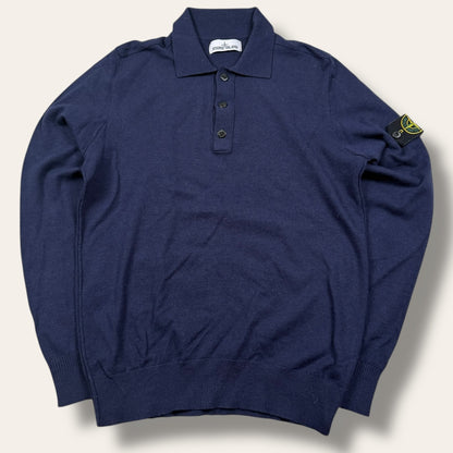 Stone island longsleeve poloshirt blue - Small