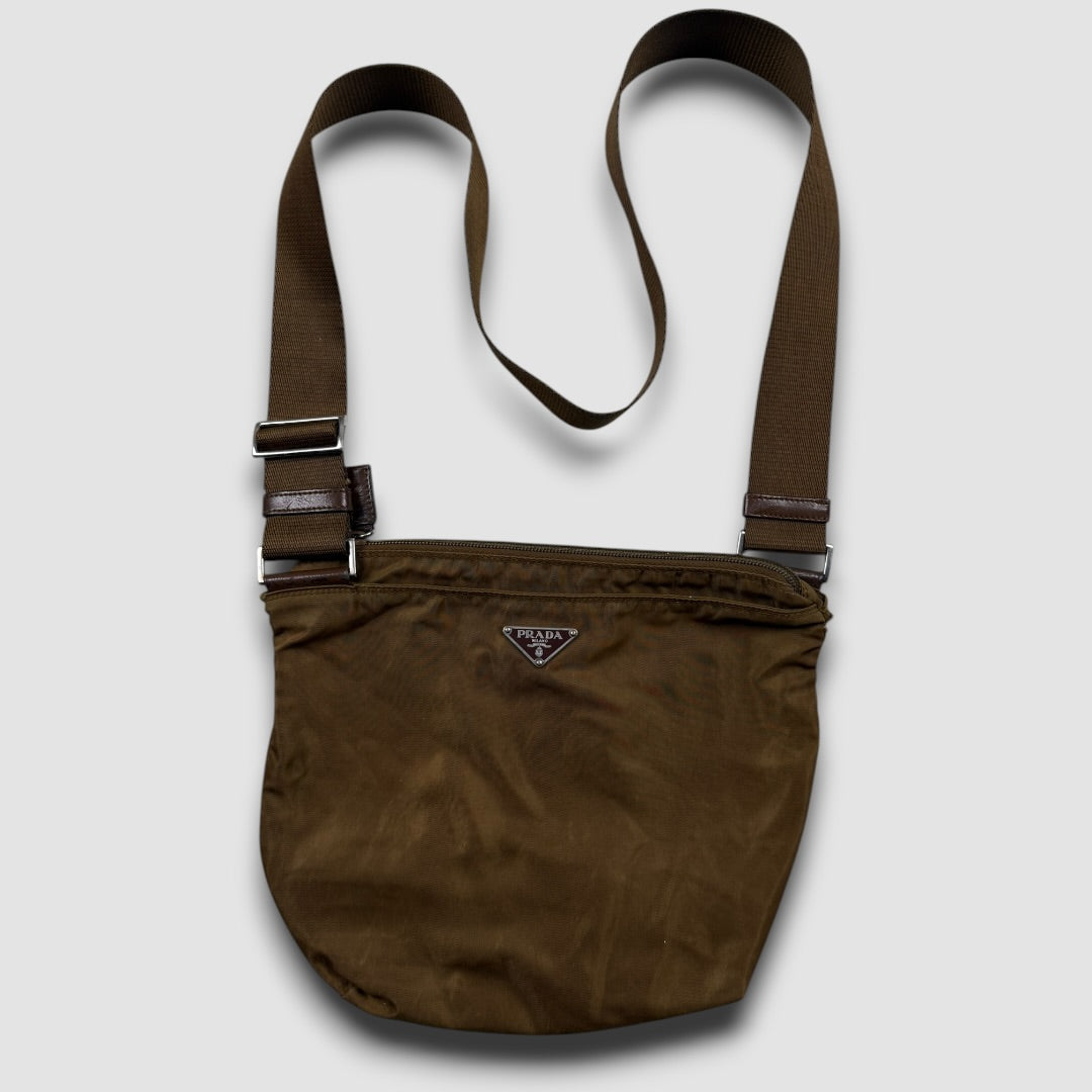 Prada nylon shoulder bag brown