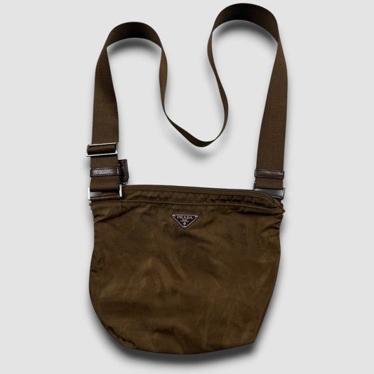 Prada nylon shoulder bag brown