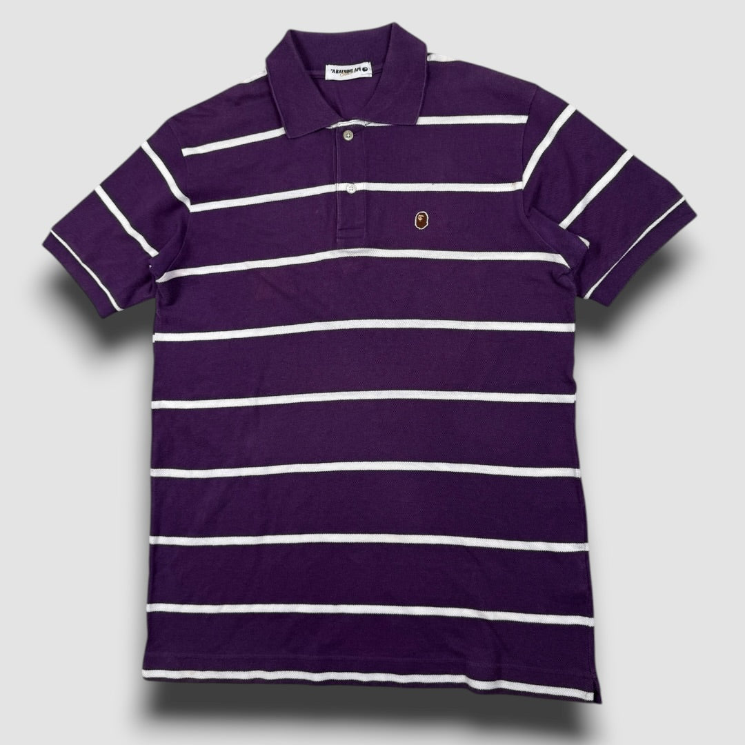 Bape striped polo purple/white - Medium