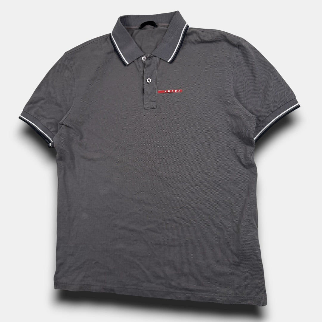 Prada red tab logo polo grey - Large