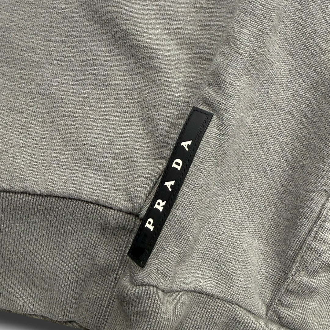 Prada black logo hoodie grey - Large