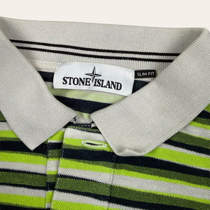 Stone island green striped polo - Large