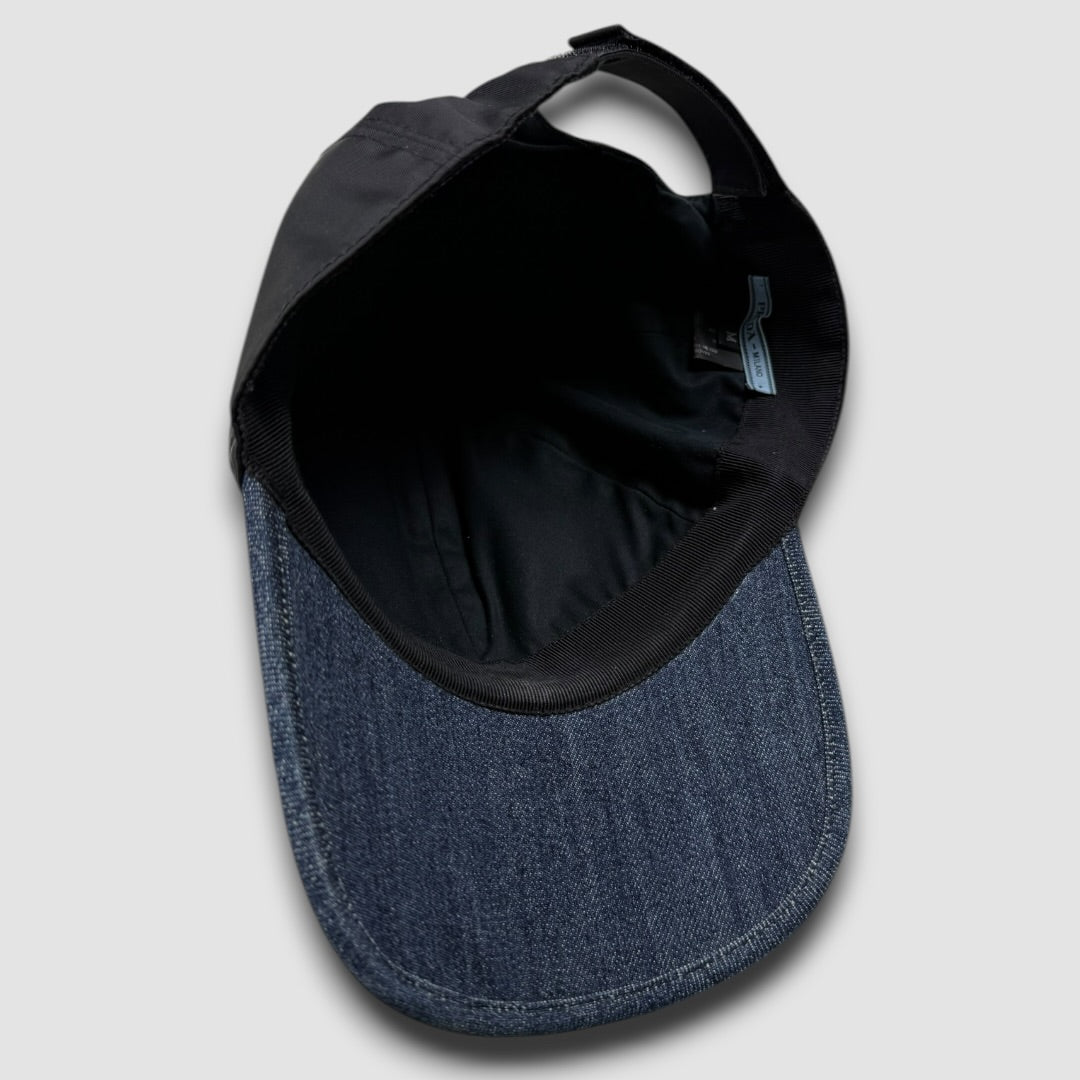 Prada nylon & denim cap black - Medium