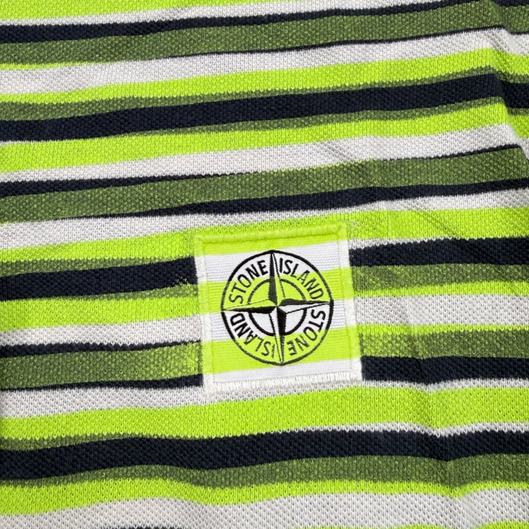 Stone island green striped polo - Large