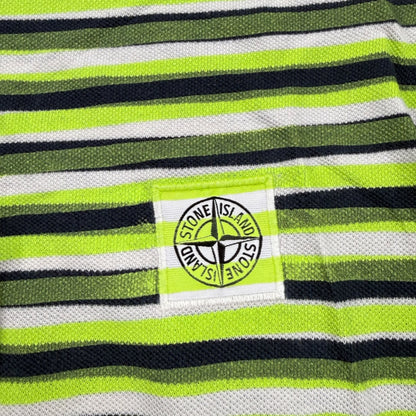 Stone island green striped polo - Large